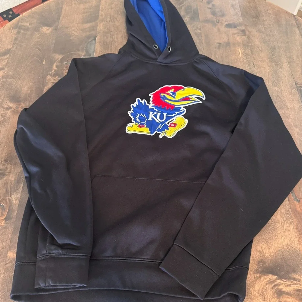 Kansas Jayhawks Hoodie Mens Black Embroidered Pullover Size M‎ Colosseum